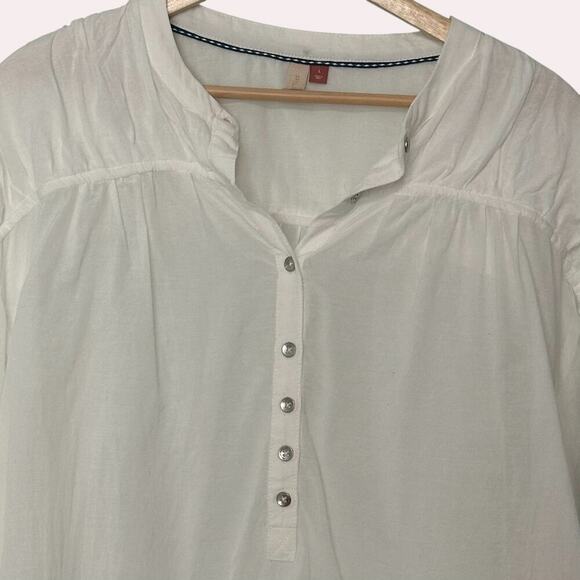 Anthropologie Pilcro White Pleated Shoulder Oversize Popover Blouse (L) - Picture 3 of 12